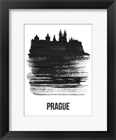 Framed Prague Skyline Brush Stroke Black