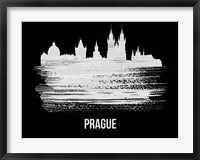 Framed Prague Skyline Brush Stroke White