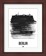 Framed Berlin Skyline Brush Stroke Black