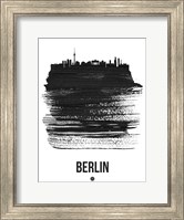 Framed Berlin Skyline Brush Stroke Black