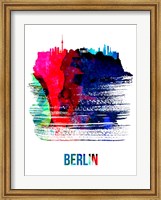 Framed Berlin Skyline Brush Stroke Watercolor