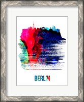 Framed Berlin Skyline Brush Stroke Watercolor