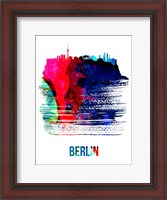 Framed Berlin Skyline Brush Stroke Watercolor