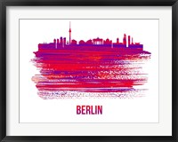 Framed Berlin Skyline Brush Stroke Red