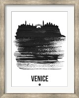 Framed Venice Skyline Brush Stroke Black