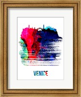 Framed Venice Skyline Brush Stroke Watercolor