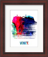 Framed Venice Skyline Brush Stroke Watercolor