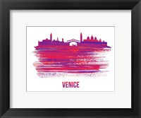 Framed Venice Skyline Brush Stroke Red