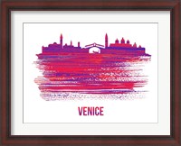 Framed Venice Skyline Brush Stroke Red