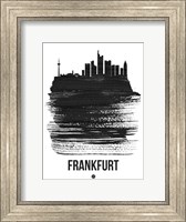 Framed Frankfurt Skyline Brush Stroke Black