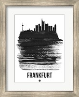 Framed Frankfurt Skyline Brush Stroke Black