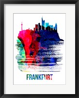 Framed Frankfurt Skyline Brush Stroke Watercolor