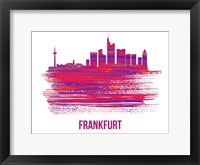 Framed Frankfurt Skyline Brush Stroke Red