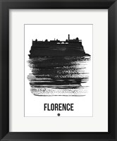 Framed Florence Skyline Brush Stroke Black