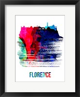 Framed Florence Skyline Brush Stroke Watercolor