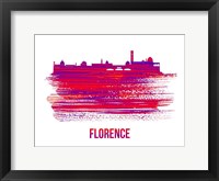 Framed Florence Skyline Brush Stroke Red