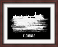 Framed Florence Skyline Brush Stroke White
