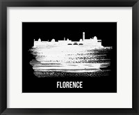 Framed Florence Skyline Brush Stroke White