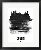 Framed Dublin Skyline Brush Stroke Black
