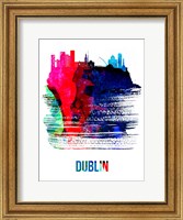 Framed Dublin Skyline Brush Stroke Watercolor