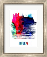 Framed Dublin Skyline Brush Stroke Watercolor