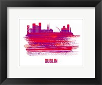 Framed Dublin Skyline Brush Stroke Red