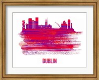 Framed Dublin Skyline Brush Stroke Red