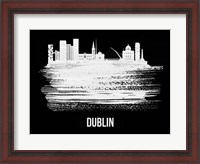 Framed Dublin Skyline Brush Stroke White