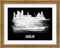 Framed Dublin Skyline Brush Stroke White