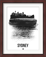 Framed Sydney Skyline Brush Stroke Black