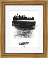 Framed Sydney Skyline Brush Stroke Black