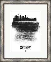 Framed Sydney Skyline Brush Stroke Black