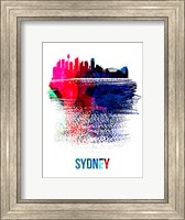 Framed Sydney Skyline Brush Stroke Watercolor