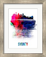 Framed Sydney Skyline Brush Stroke Watercolor