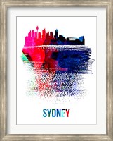 Framed Sydney Skyline Brush Stroke Watercolor