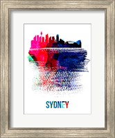 Framed Sydney Skyline Brush Stroke Watercolor