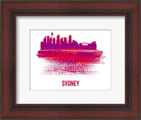 Framed Sydney Skyline Brush Stroke Red