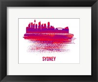 Framed Sydney Skyline Brush Stroke Red