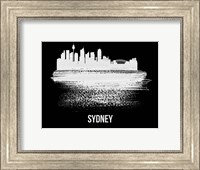 Framed Sydney Skyline Brush Stroke White