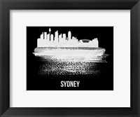 Framed Sydney Skyline Brush Stroke White