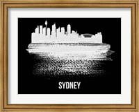 Framed Sydney Skyline Brush Stroke White