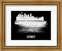 Framed Sydney Skyline Brush Stroke White