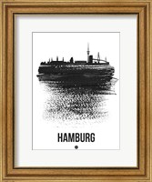 Framed Hamburg Skyline Brush Stroke Black
