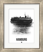Framed Hamburg Skyline Brush Stroke Black