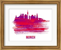 Framed Munich Skyline Brush Stroke Red