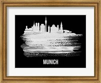 Framed Munich Skyline Brush Stroke White