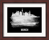 Framed Munich Skyline Brush Stroke White