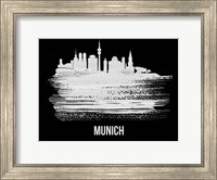 Framed Munich Skyline Brush Stroke White