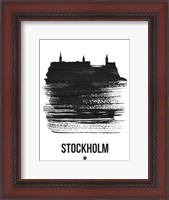 Framed Stockholm Skyline Brush Stroke Black