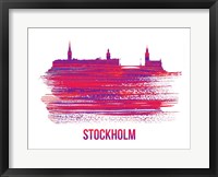 Framed Stockholm Skyline Brush Stroke Red